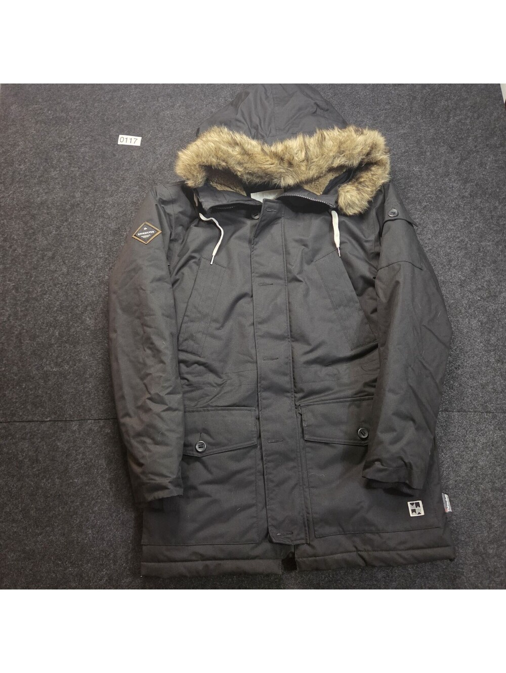 Quiksilver Men's Black Faux Fur Trim Parka Jacket
